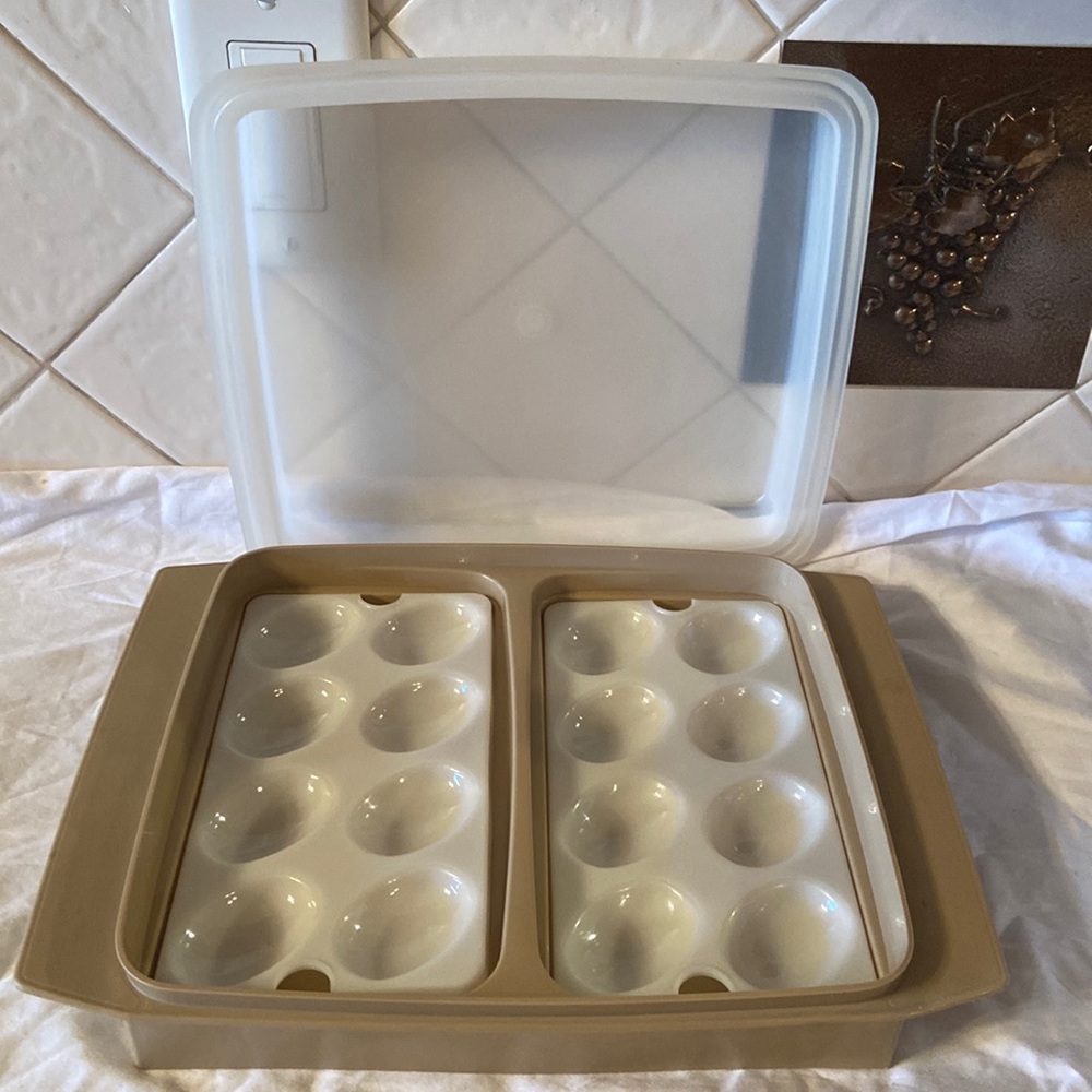 Vintage Deviled egg keeper by Tupperware    Holds 16 halves.